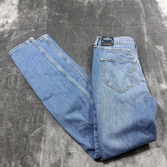 Hollister Jeans Women’s 3R 26x30‎ Blue High Rise Super Skinny Distressed NWT - Picture 9 of 14
